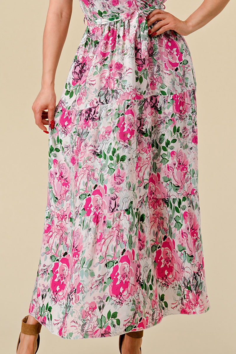 ML-DA728 Floral Maxi Dress- $6.50e PINK FLORAL – Mira Luxe Inc
